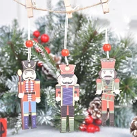 christmas decorations creative painting lovely walnut soldiers twine colorful wooden christmas tree ornament small pendant gifts