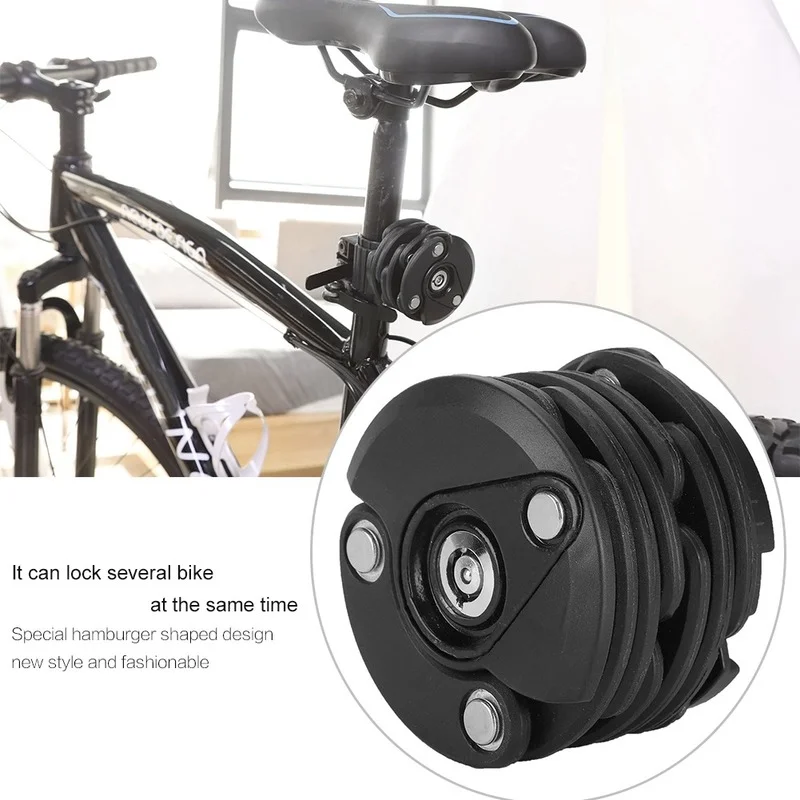 Anti Theft Hamburger Shaped Mountain Bike Lock Bicycle Security Folding Chain cerradura inteligente High Quality | Спорт и