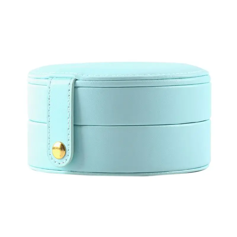 Light blue Простой креативный портативный трехслойный ящик для ювелирных изделий серьги кольцо браслет место для хранения Съемная многоцелевая круглая отделка Бо - Цвет: Light blue
