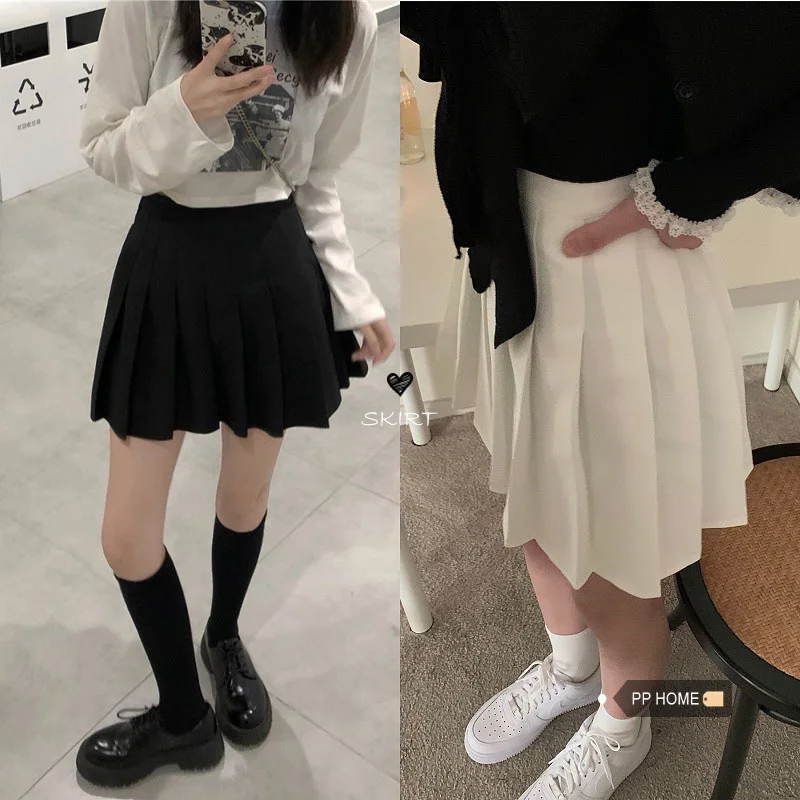 

Женская плиссированная юбка с высокой талией, однотонная Повседневная универсальная Удобная трапециевидная юбка в стиле Харадзюку, новинка 2021