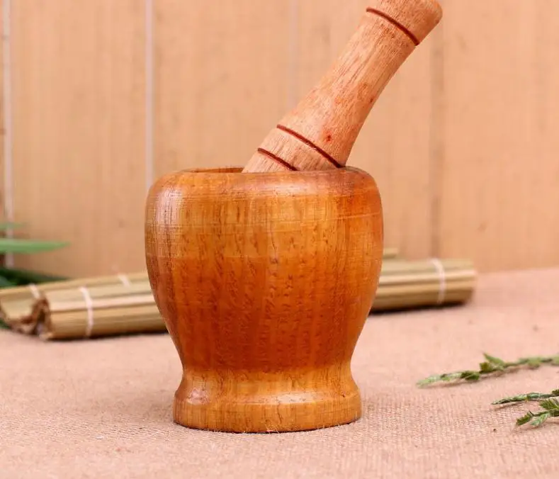 

Home Kitchen Hand Manual Wood Garlic Ginger Mortar And Pestle Pugging Mill Grinding Bowl Masher Grinder Mixing Device Wholesale