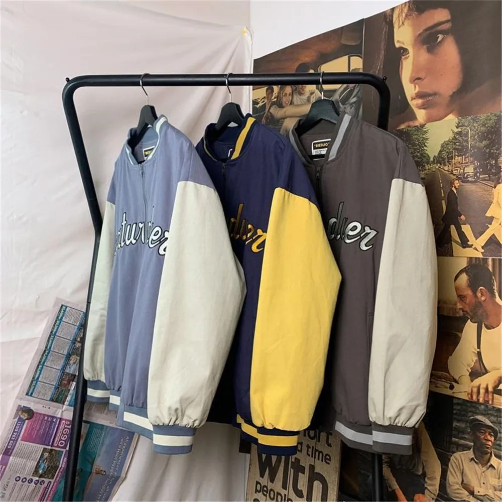 

Hip Hop Furry Thin Patchwork Summer Autumn Jackets Punk Harajuku Streetwear Bomber Jacket Men Loose Baseball Coats Unisex Boys