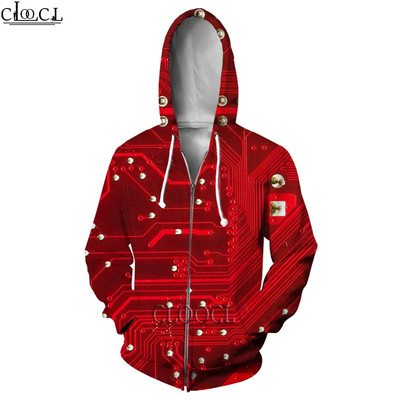 

HX 2021 Newest Electronic Chip 3D Print Hip Hop Zipper Hoodies Men Women Fashion Autumn Hot Selling Hoody Casual Harajuku Coat