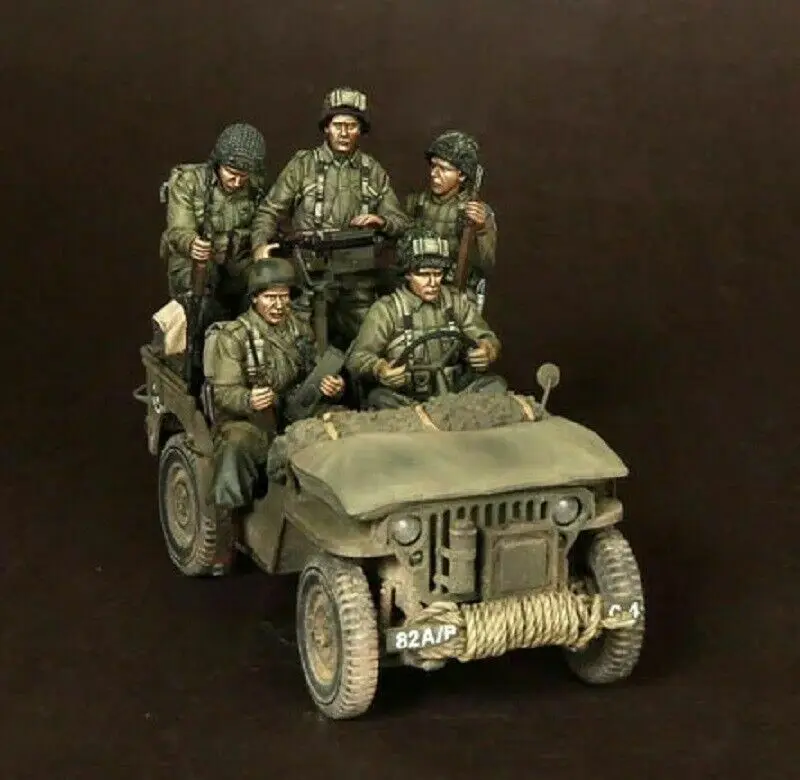 1/35, 5 шт., Детский комплект, армия солдат США, без автомобиля WW2, Неокрашенная 1/35, 5 шт., Детский комплект, армия солдат США, без автомобиля WW2, Неокрашенная