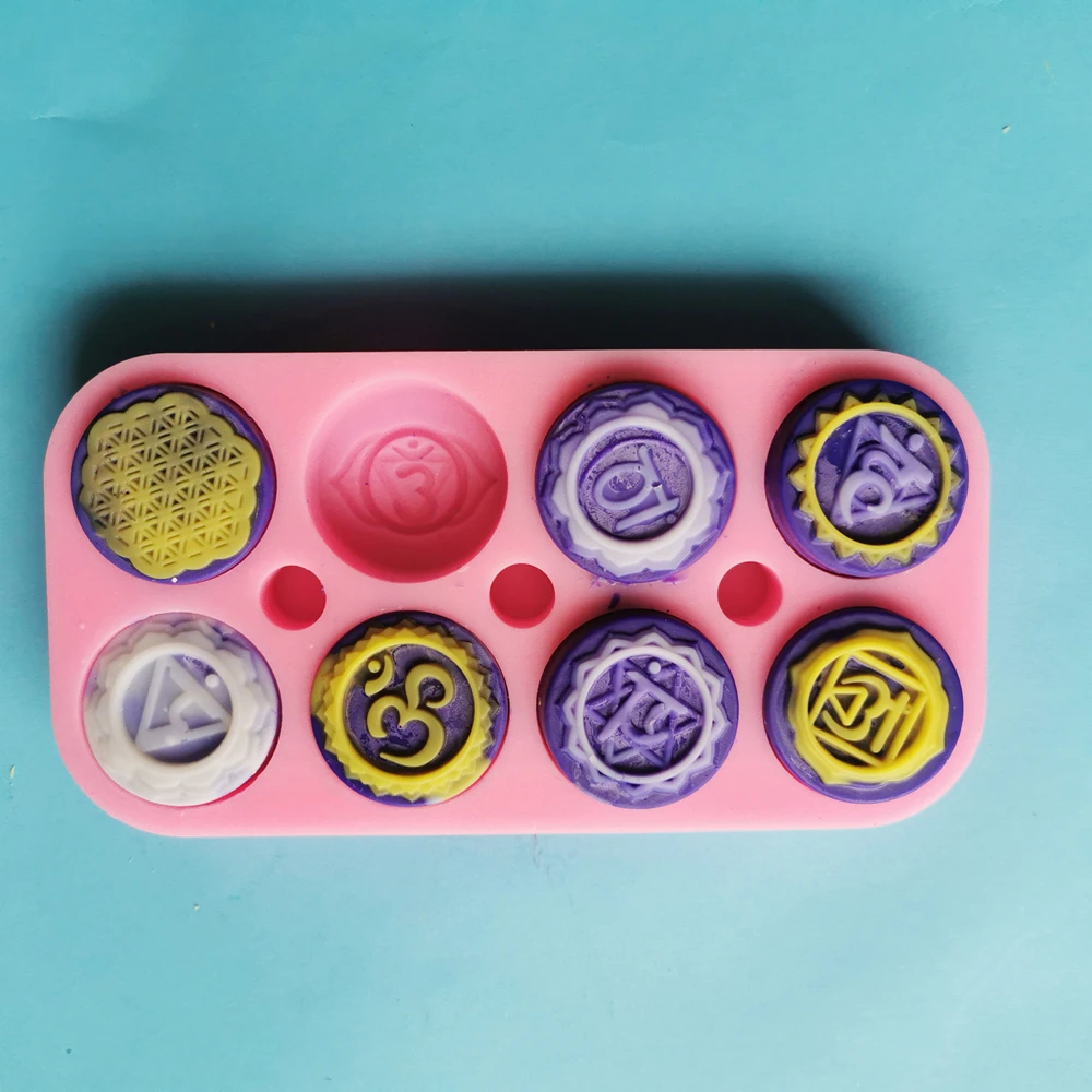 

Latest unique Soap Silicone Mold with Symbols Round Chakras Silicone diy candle making molds