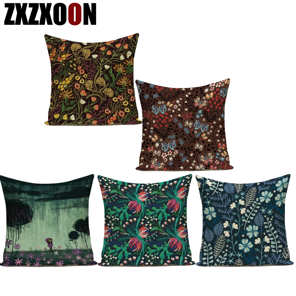 Полиэфирная квадратная наволочка декоративные цветочные животные подушка с