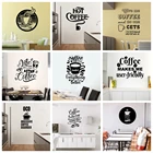 Виниловые наклейки на стену с Большой кофейной фразой, наклейки для кухни, комнаты, Декор, цитаты для кофейной комнаты, настенные Стикеры
