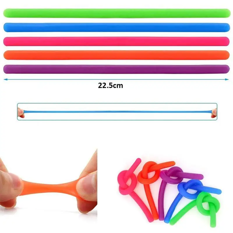

6pcs Decompression Toys Luminous Noodle Stretch String TPR Rope Anti Stress Toys String Fidget Autism Vent Toys for Children Adu