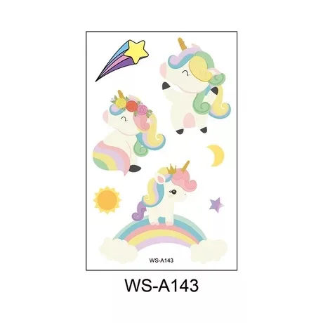 Мультяшная Татуировка единорога для детей милые поддельные татуировки