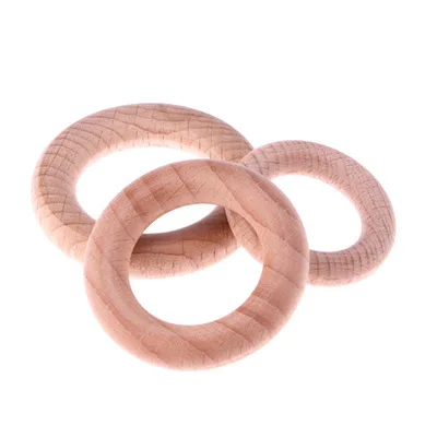 Anillo de madera de haya de 70/55/60/65mm para beb&eacute;, mordedor para gimnasio, sin BPA, pulsera de lactancia artesanal, fabricaci&oacute;n de joyas, 10 Uds.-3