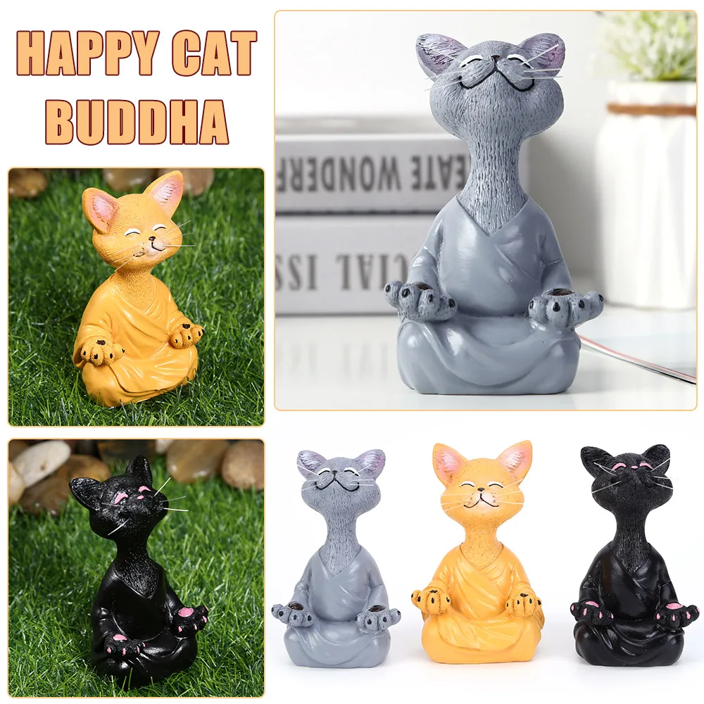 

Cat Buddha Meditation Statue Zen Sculpture Collectible Resin Yoga Miniature Decor Desktop Decoration Animal Model Figurine Gift
