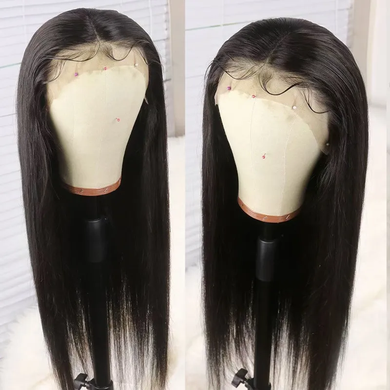 

26Inch 180%Density Black Long Straight Synthetic Lace Front Wigs For Women With Baby Hair Glueless Daily Wear Fiber Hair Wigs