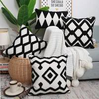black white cushion cover 45x45cm30x50cm pillow cover tufted geometric for netural home decoration living room bedroom chair