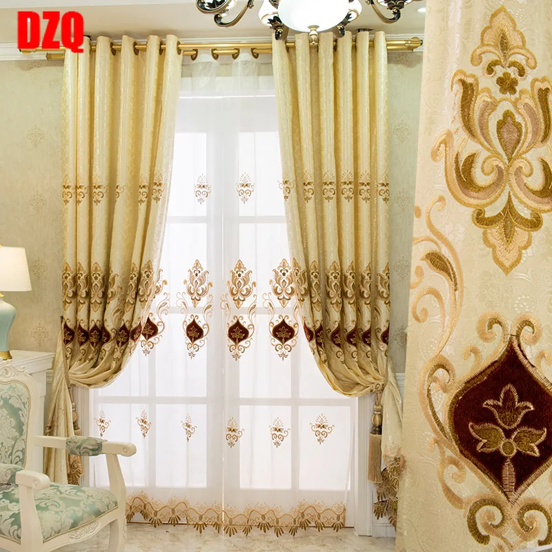

2021Simple European 60% Shading Curtain Jacquard Embroidery Lace Curtains For Living Room Bedroom Window Treatment Sheer Tulle#4