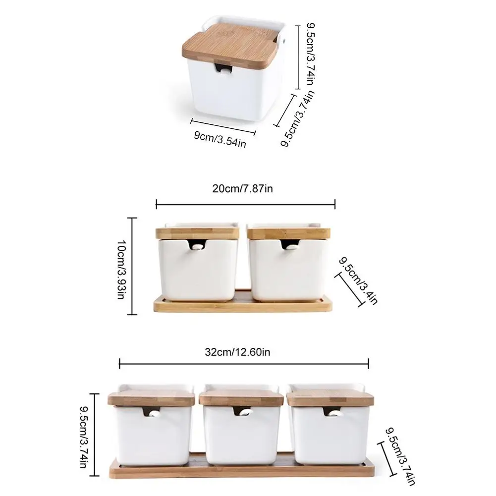 

Japanese Sugar Salt Bowl with Lid Condiment Jar Ceramic Spice Box for Kitchen Seasoning