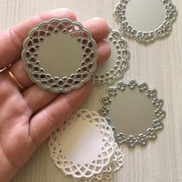 4pcs lace edge circle frame metal cutting die stencils for diy scrapbooking album decorative embossing hand on paper cards dies