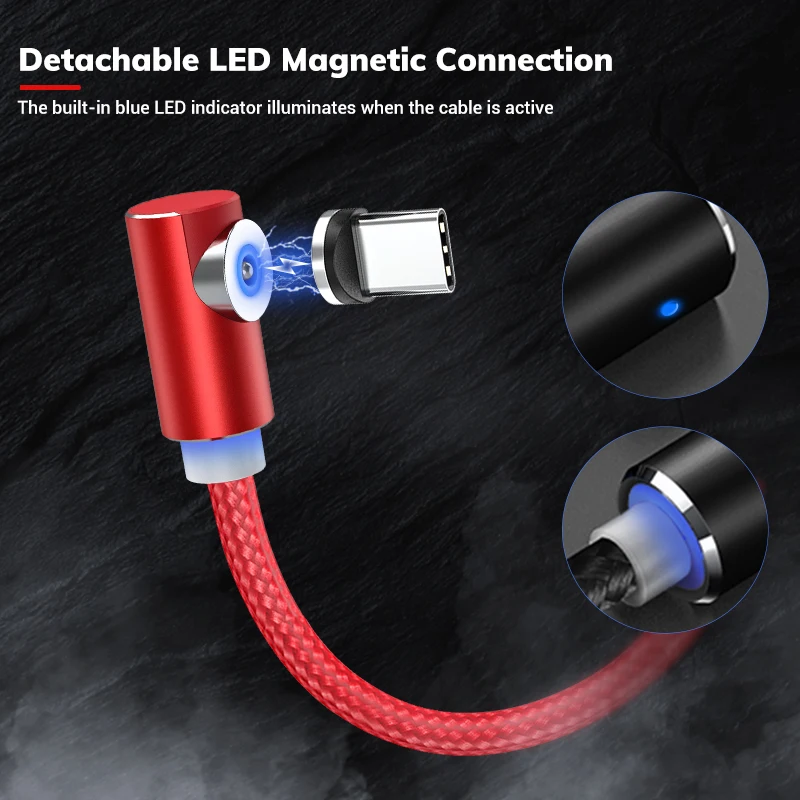 Магнитный кабель TOPK 90 Degree L USB Micro Type C 8 Pin для Xiaomi Redmi Note Samsung мобильных