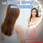 Светильник для зеркала для макияжа с питанием от USB, гибкая светодиодная лента с датчиком движения, приглушаемая лампа для туалетного столика, зеркало с подсветкой