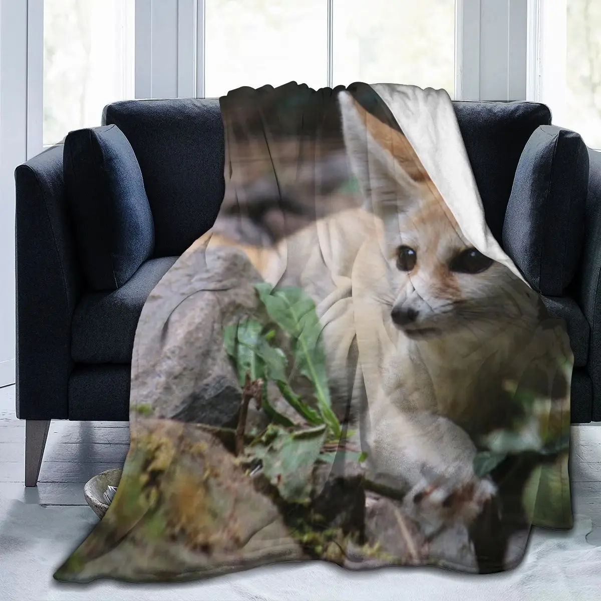 

New animal Fox 3D printing printed blanket bedspread blanket retro bedding square picnic wool soft blanket