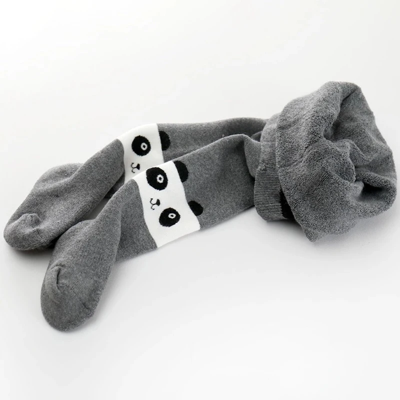 Dark grey panda Для детей ясельного возраста, хлопковые Чулочные изделия, детские носки для мальчиков и девочек Детские Детское хлопковое вечернее платье в горошек, 15F Колготки Новорожденные младенческой тепловой махровые толстые теплые носки с веселым рисунком лосины "Лиса" - Цвет: Dark grey panda