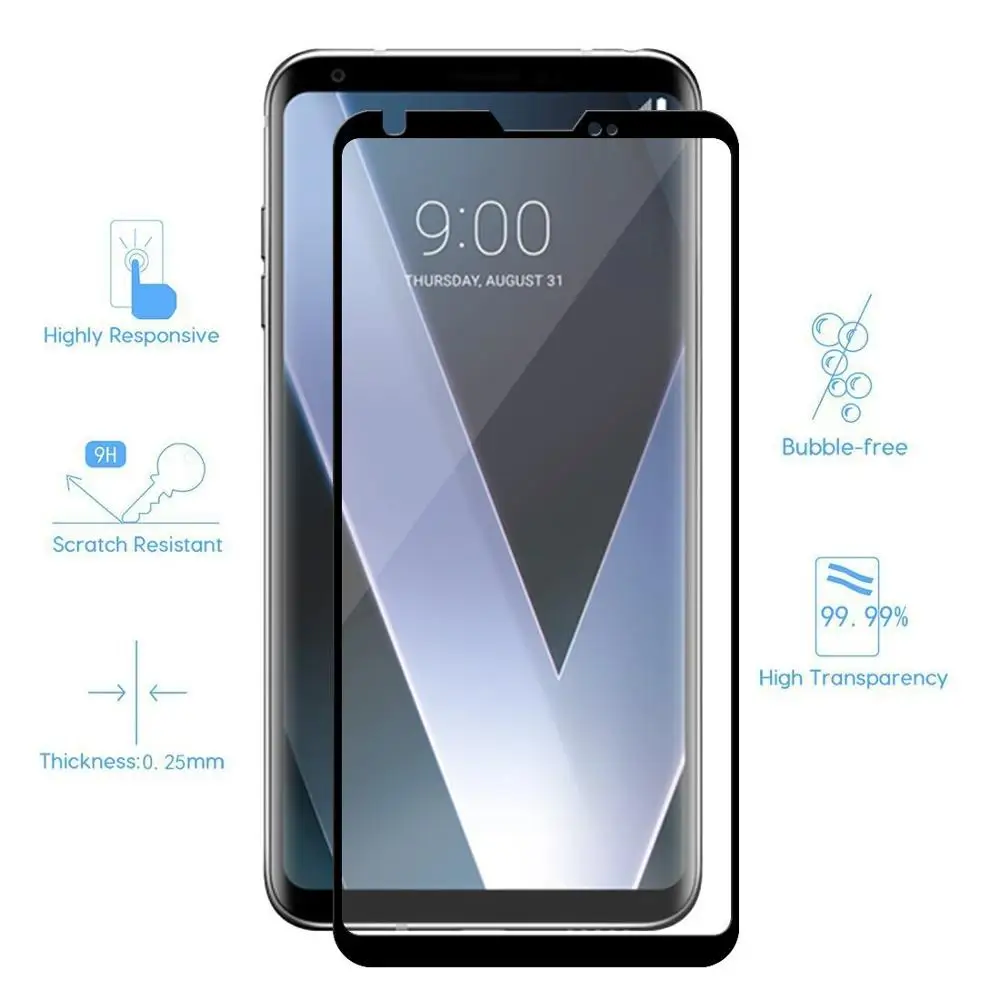 

Изогнутое закаленное стекло с полным покрытием для LG V40 V30 Plus, защита экрана с полным покрытием для LG V30plus, взрывозащищенное искусственное ст...