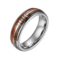 boniskiss 8mm mens tungsten carbide rings womens wedding bands wood arrow inlay domed polished shiny comfort fit size 5 to 17