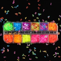12 grids fluorescent glitter neon digital sequins mixed nail art decoration number shape colorful diy manicure slice