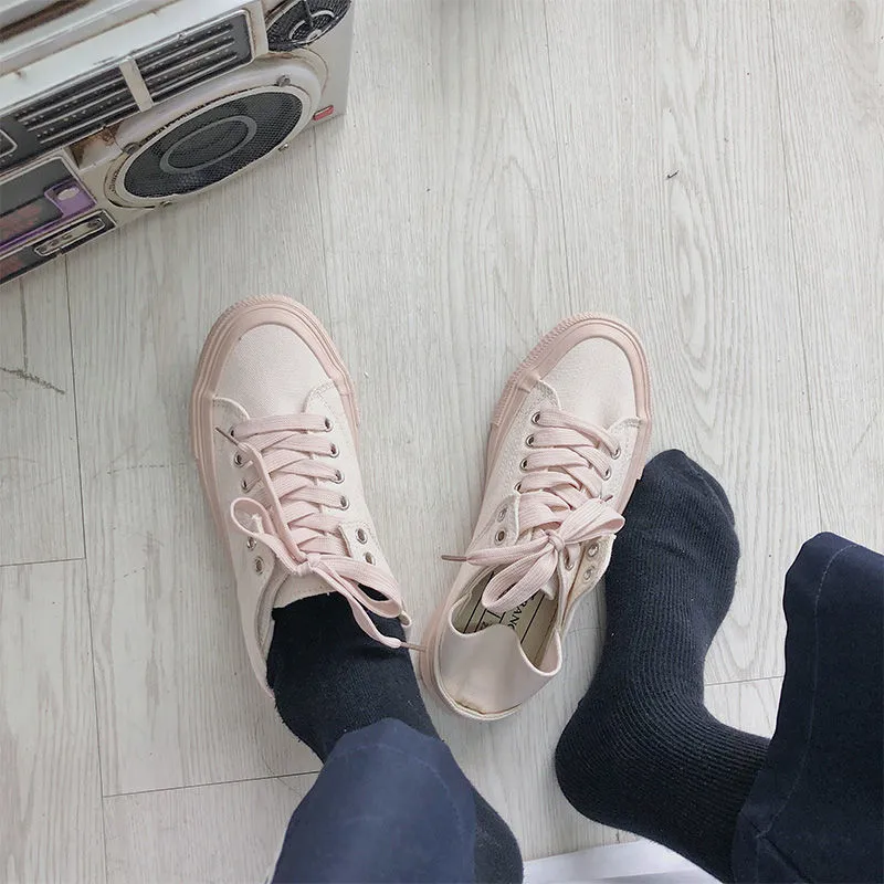 

Designer Colorful Candy Color Green Canvas Shoes Women Harajuku White Pink Platform Flats Fashion Casual Running Basket Sneakers