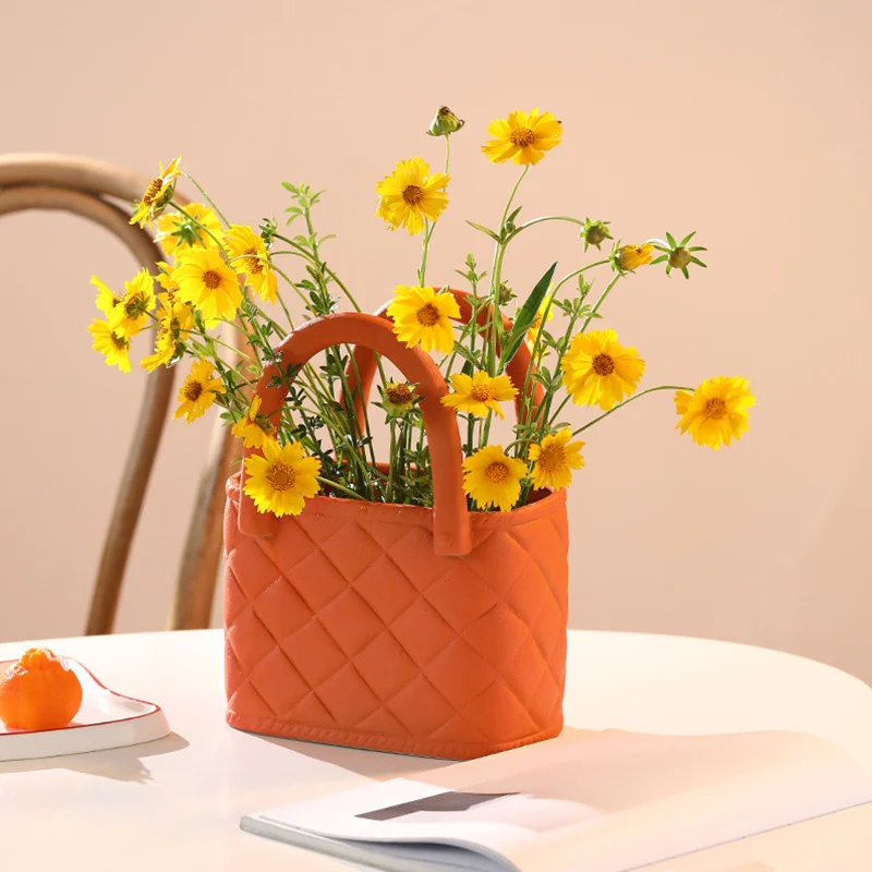 Креативная красная сетчатая сумочка керамическое украшение для гостиной ваза