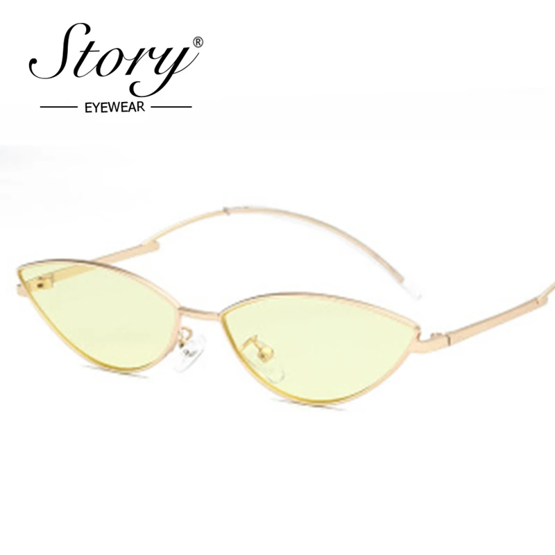 История 2018 модные маленькие кошачий глаз 90S солнцезащитные очки винтажные Ретро