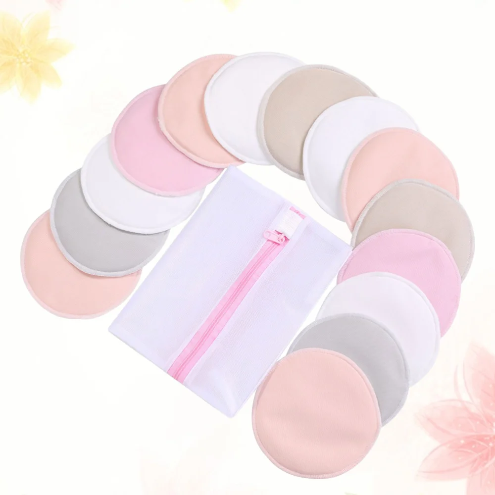 

14PCS 3 Layers Bamboo Fiber Anti-Galactorrhea Pads Practical Round Shaped Washable Breathable Breast Feeding Pads with Washing B