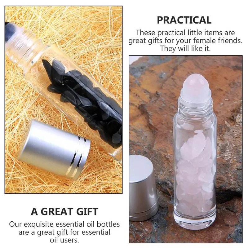 

10pcs Durable Empty Portable Natural Crystal Bottles Cosmetic Bottles Essential Oil Containers