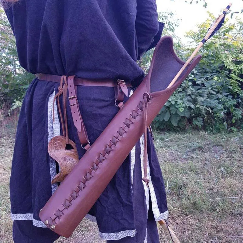 Средневековый кожа Винтаж колчан лук держатель Косплэй лука Хантер для