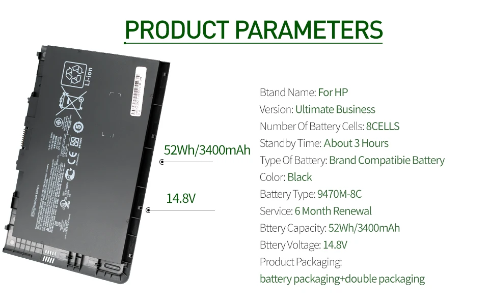 Apexway 14,8 v 52Wh Аккумулятор для ноутбука hp EliteBook Folio 9470 9470M Series HSTNN-IB3Z HSTNN-I10C BT04XL BA06 687517-1C1