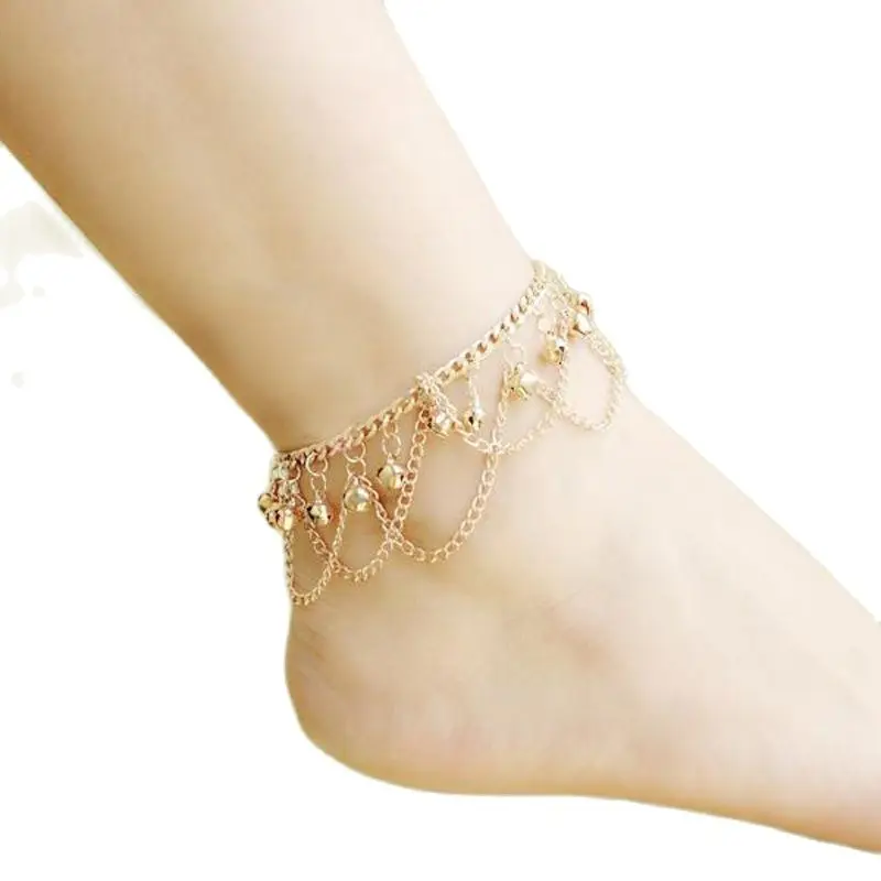 

Women Hot Multi Chain Bells Tassel Anklet Ankle Bracelet Foot Jewelry Barefoot Beach Anklets