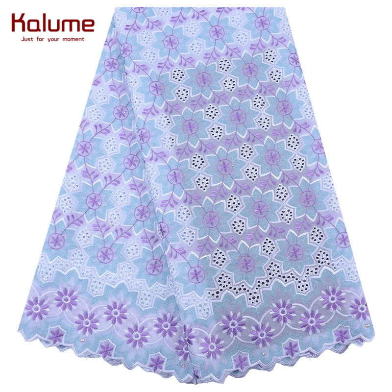 Kalume настоящий Африканский швейцарский тюль кружевная ткань Цветочная вышивка