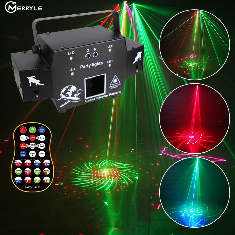 

Профессиональный лазерный сценический свет DMX 512 с дистанционным управлением, стробоскопический эффект, анимационный прожектор, лампа вече...