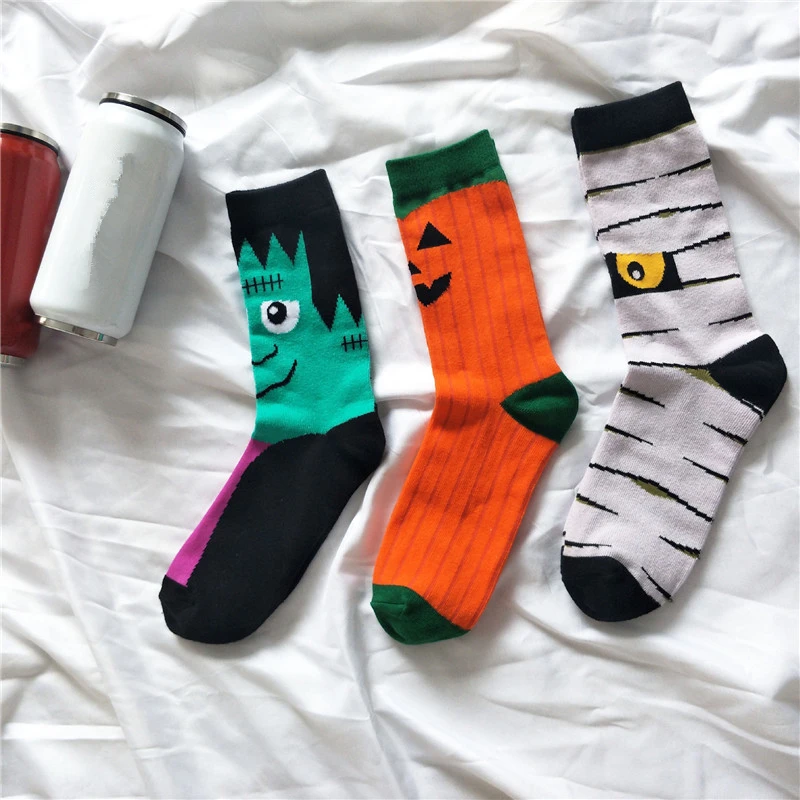 

Halloween Socks Cartoon Cosplay Costumes Accessories Bat Pumpkin Zombie Mummy Cute Knee High Stocking Ventilate Cotton