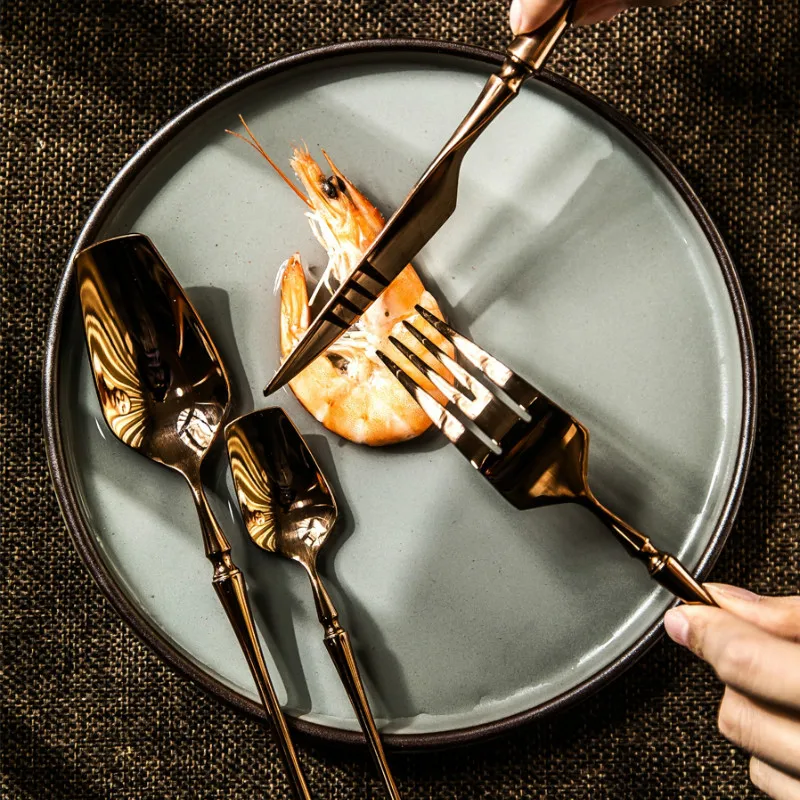 

Nordic Art Cutlery Set Creativity Royal Luxury Stainless Steel Eco Friendly Dinner Set Juegos De Vajilla Home Decore EC50cj