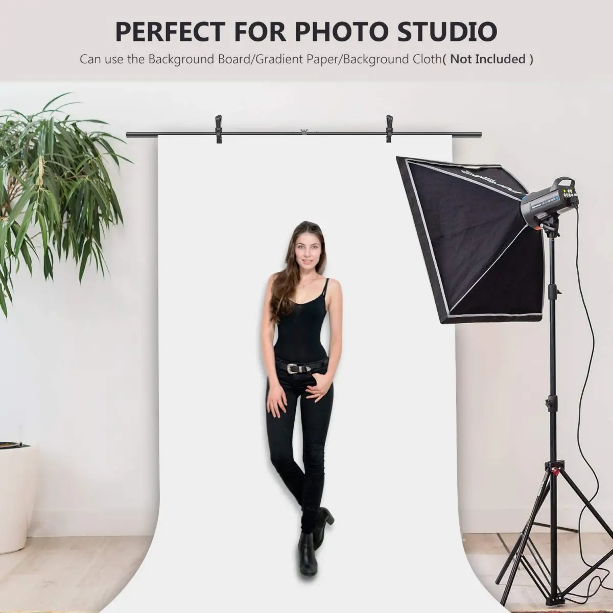 

Portable T-Shape Background Backdrop Support Stand with Spring Clamps for Photo Studio PVC Backdrops Chroma Key Green Screen