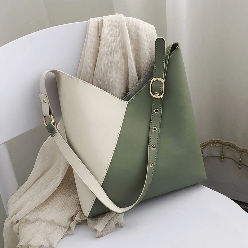 Комбинированные контрастные Сумки из искусственной кожи для женщин 2020 летние