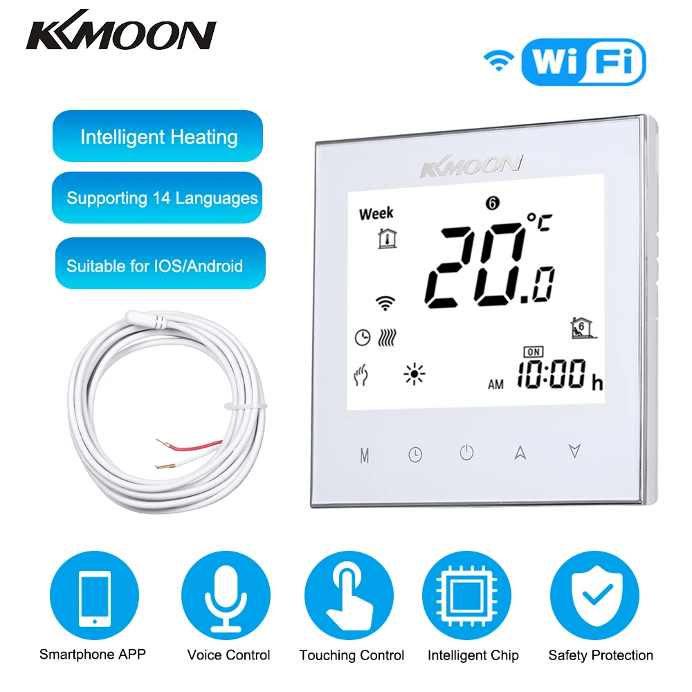 KKmoon цифровой WiFi термостат с подогревом для системы электрического отопления напольный датчик воздуха домашний комнатный регулятор температуры