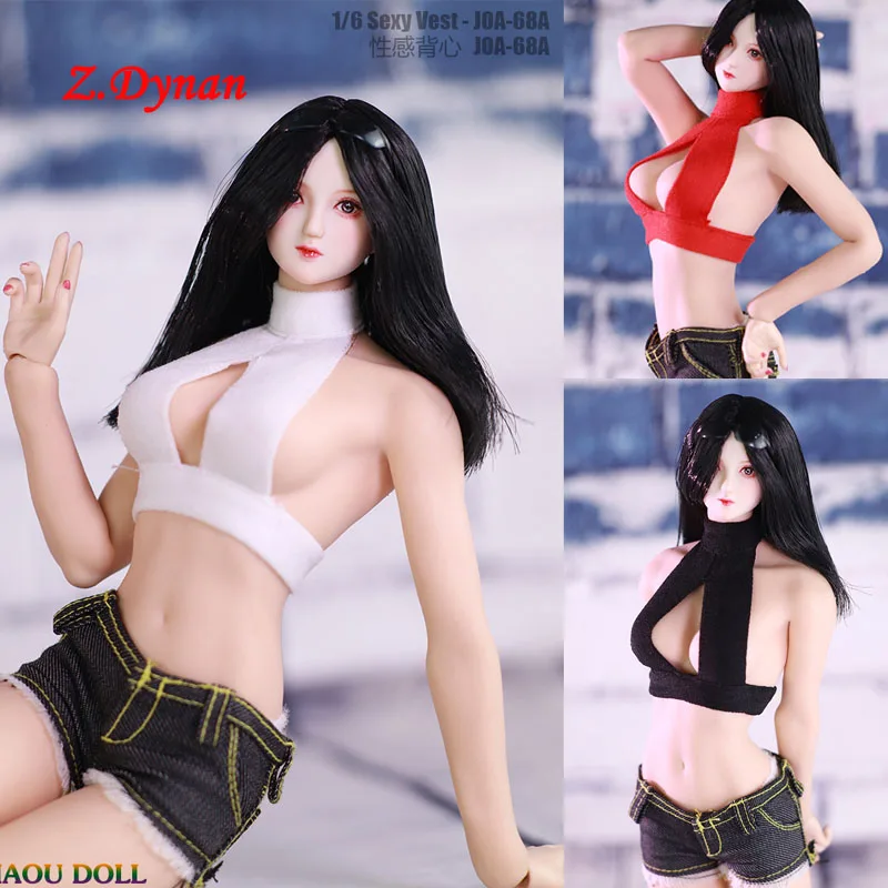 

1:6 Female Sexy Clothes white Hollow out Vest leather sling top for 12" TBLeague PHicen solder Action Figure Jiaou doll JOA-68