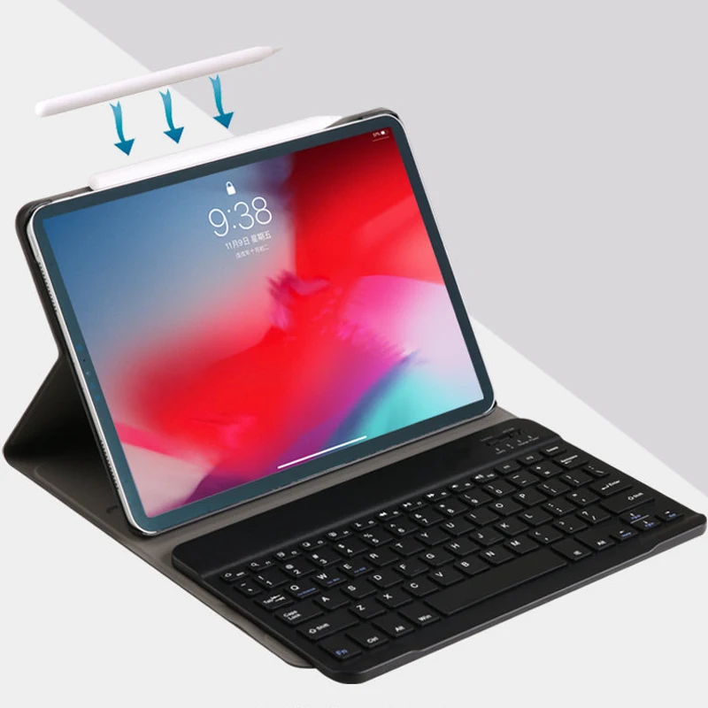 Чехол для нового iPad Pro 11 с беспроводной клавиатурой Bluetooth Smart PU кожаный 360 полный