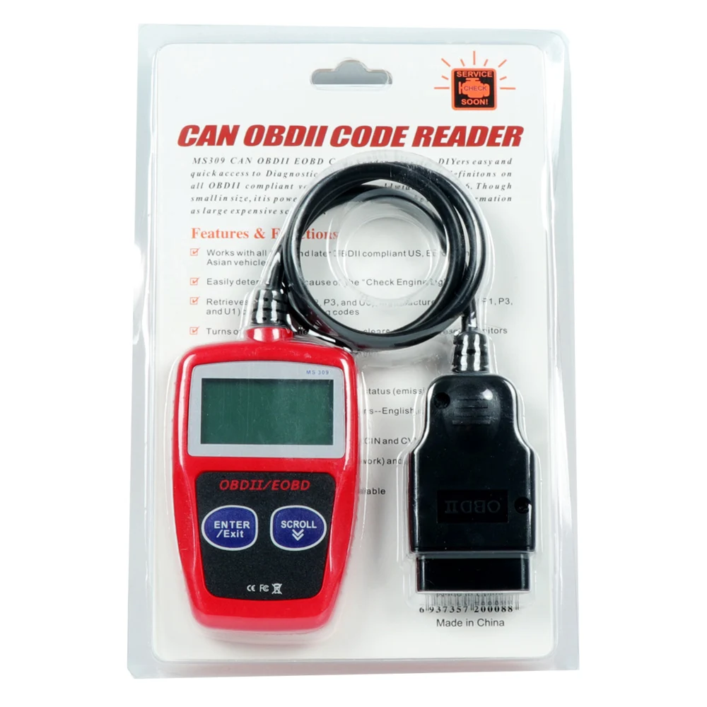 Универсальный сканер неисправностей двигателя MS309 OBD2 многофункциональный