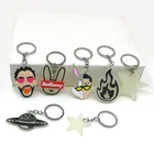 20 шт., брелок для ключей в виде кролика, звезды, огня, мультяшная фигурка, брелок, креативный брелок для ключей для мужчин и женщин, брелок для ключей от машины