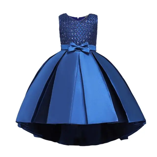 Dark blue Летнее платье для девочки нарядное платье для девочки с блестками Детские платья для девочек, вечернее платье-пачка принцессы для маленьких девочек одежда для детей пышное платье для девочки 4, 6, 8, 10 лет - Цвет: Dark blue