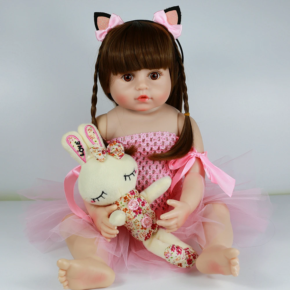 

55CM real size Original bebe doll reborn toddler girl pink princess bath toy very soft full body silicone lol girl doll surpric