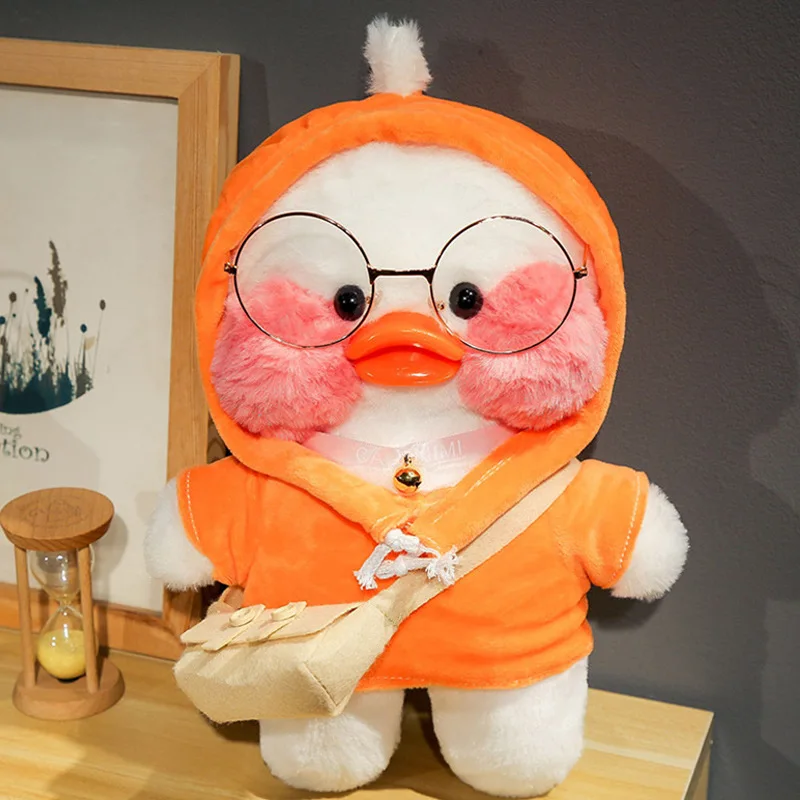 

30CM Kawaii LaLafanfan Soft Toy Duck with Glasses Cafe Mimi Ducks Plush Toy Duck Doll Animal Dolls Kids Plush Toys Rag Doll