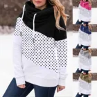Зимняя одежда женская Повседневная Толстовка в горошек с контрастным длинным рукавом Свободная Толстовка Топы Herfst Kleding Dames 2020